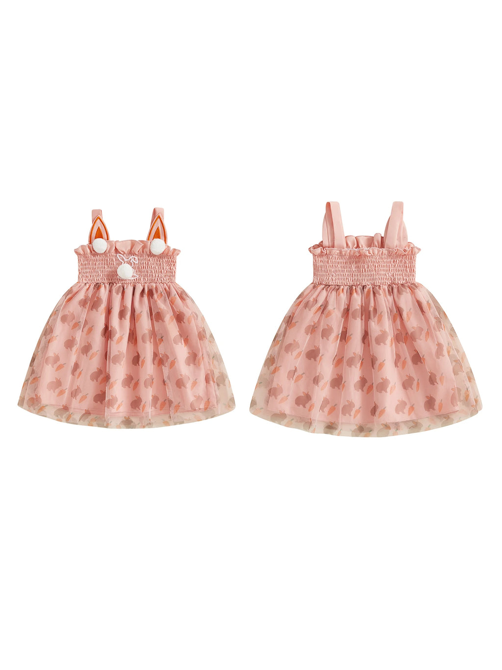 Girls Easter Bunny Print Sleeveless Dress Summer Fashion Casual Kids Princess Dress with Carrot Pattern