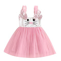 Adorable Baby Girls Easter Outfit Sleeveless Bunny Print Suspender Dress with Tulle Skirt for Spring and Summer Celebrations