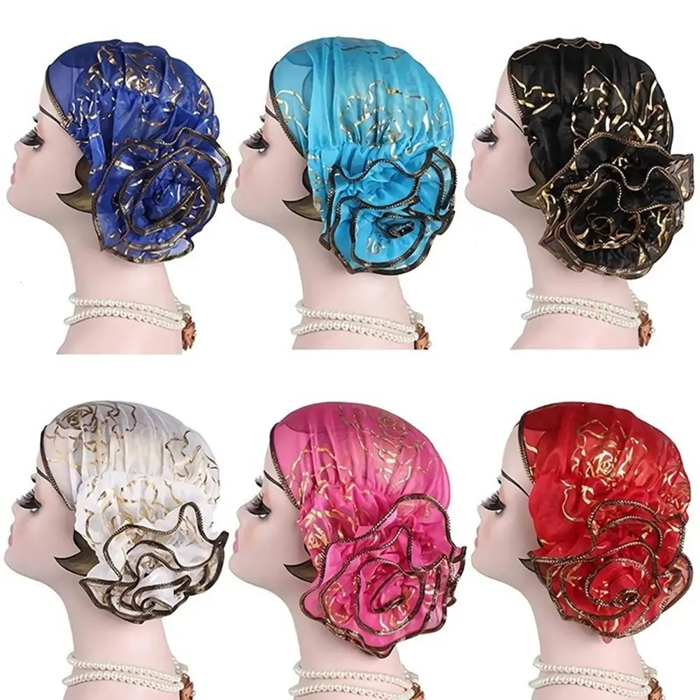 Stylish Hair Loss Scarf Hat Headwear Women Hat Fashion Print Breathable Mesh Headwrap  Super Soft