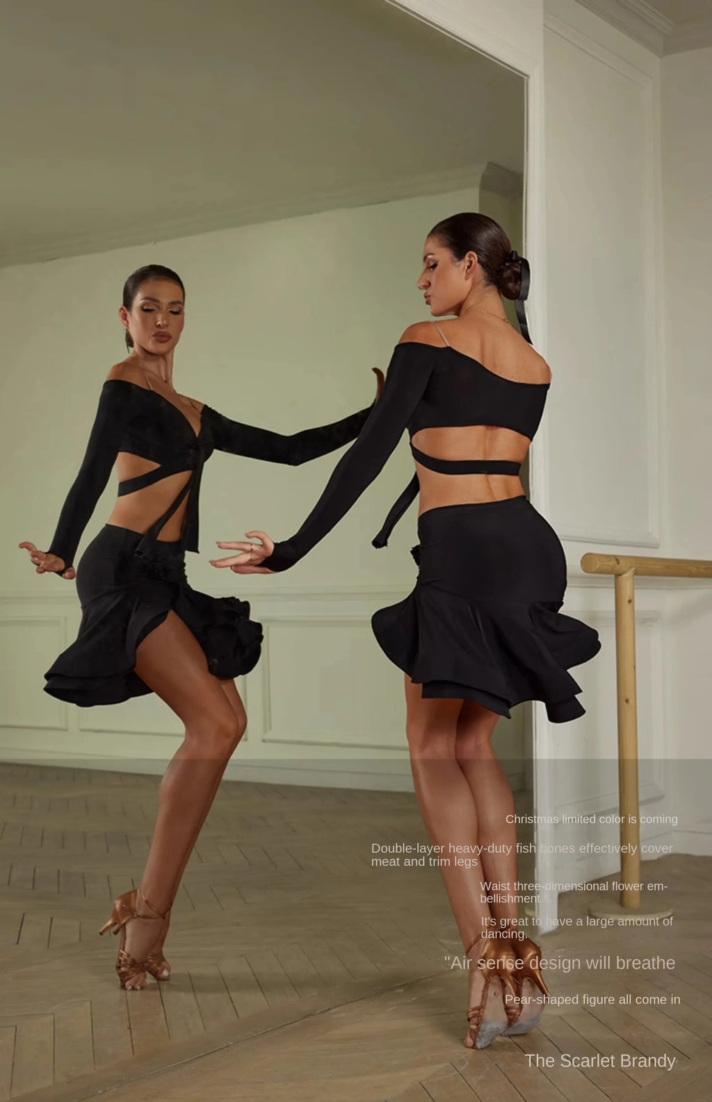 Sexy Off Shoulder Latin Top Ruffled Skirts Latin Dance Costume Stage Performance Clothes Samba Tango Dance Wear Set for Women