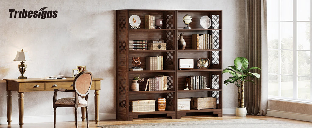 Tribesigns 6-Tier Bookcase, 71 Inches Industrial Bookshelves and Bookcases, Floor Standing 5 Shelf Display Storage Shelves