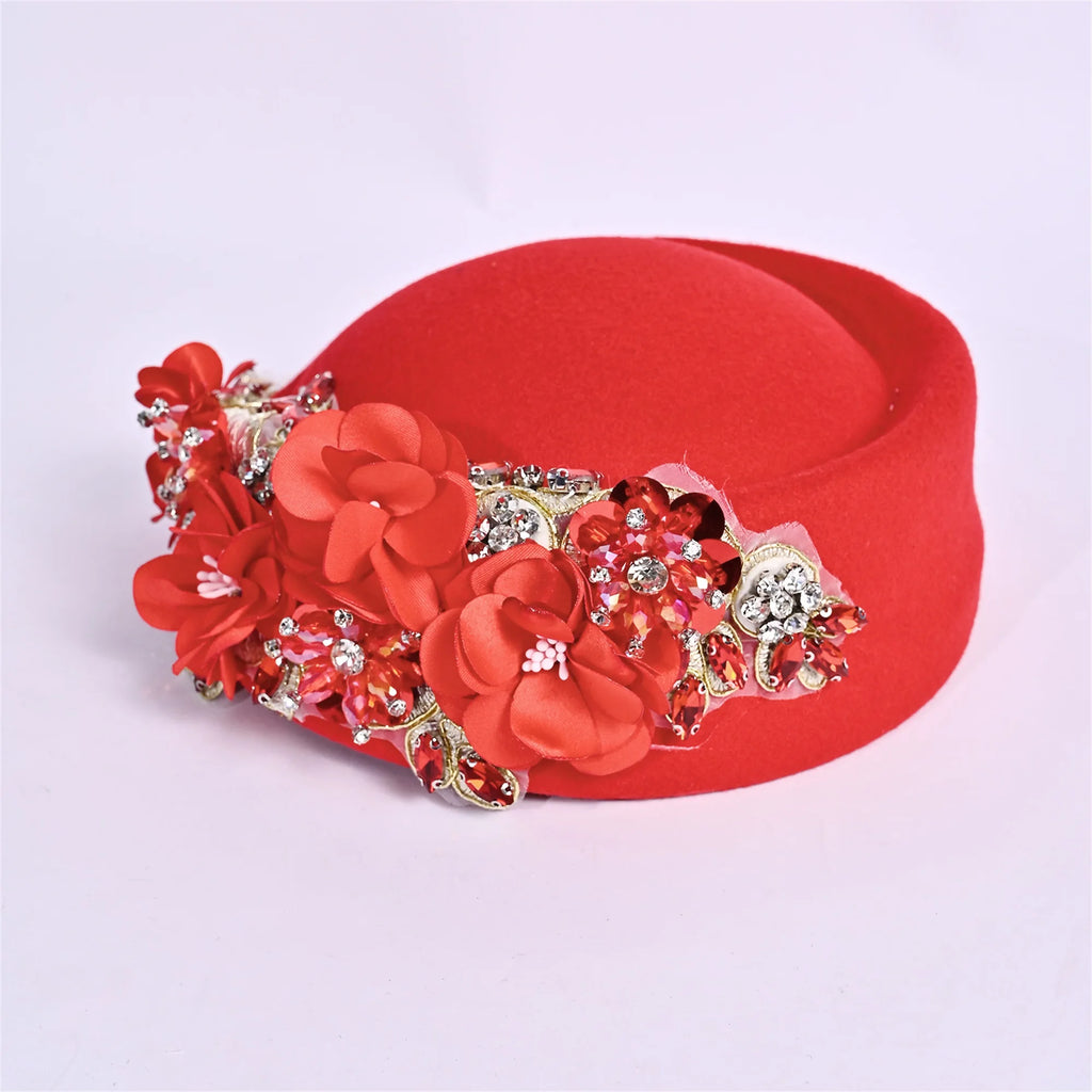 Vintage Style Wool Beret Hat with Pearl Embellishments Classic French Artist Hat for Women Elegant Tea Party Accessory