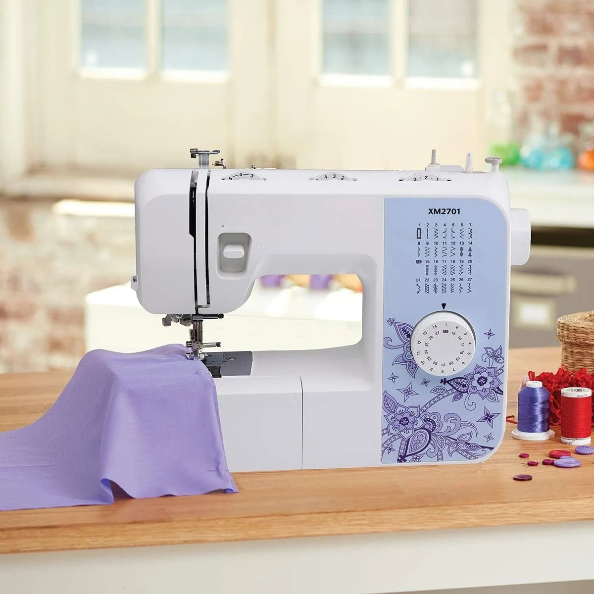 XM2701 Sewing Machine, Lightweight, Full Featured, 27 Stitches, 6 Included Feet