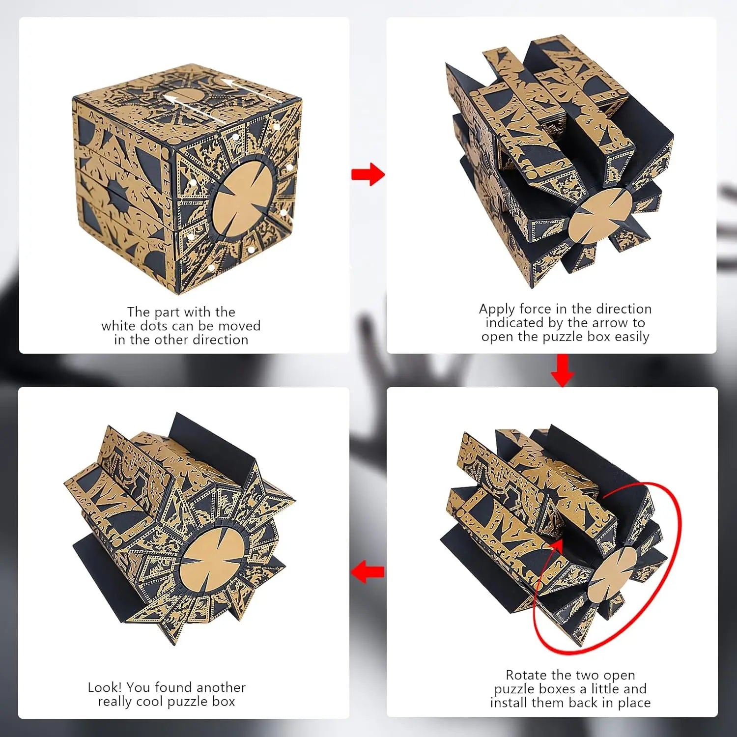 Hellraiser Puzzle Box, Lament Configuration, Halloween Cenobites Pinhead Cosplay Movies Props