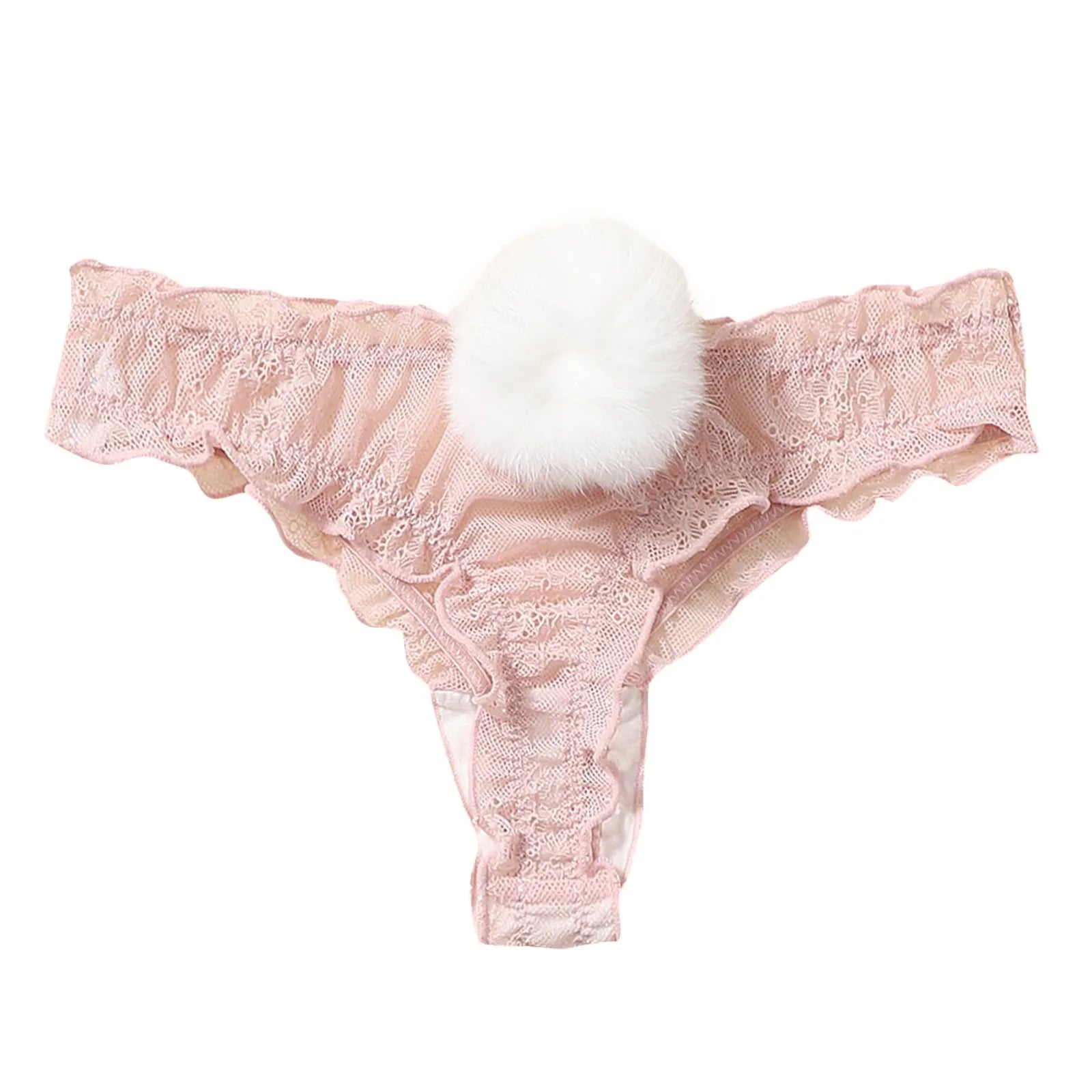 Women Lace Mesh Cotton Thongs Panties Sexy Rabbit Tail Waist Female Underpants Pantys Lingerie Vintage Lingerie for Women