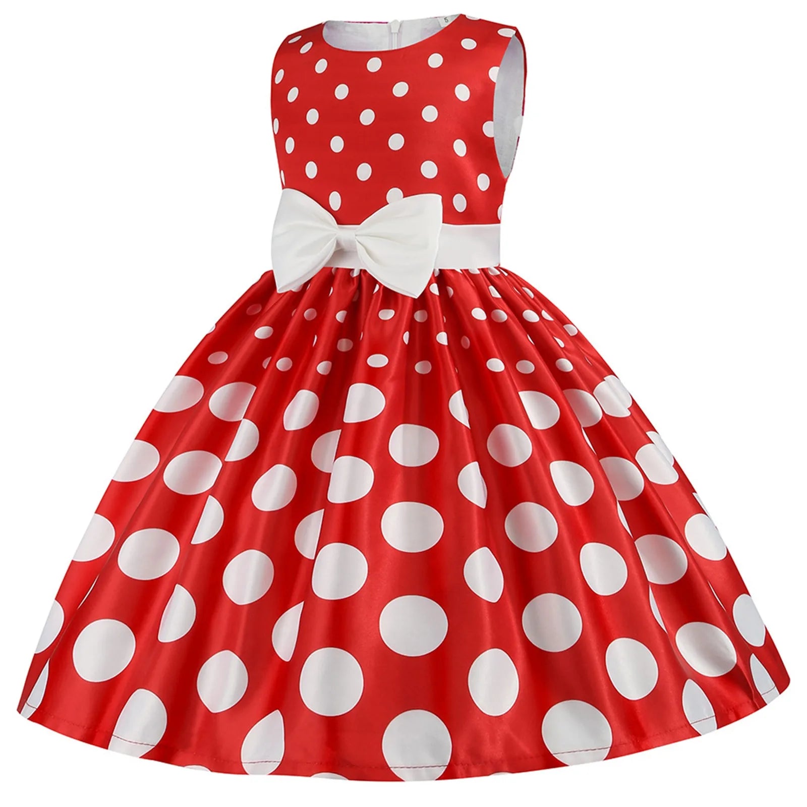 Kids Girls Vintage Dress Easter Polka Dots Print Dress Daily Birthday Dress Short Sleeve 1950s Princess Dress