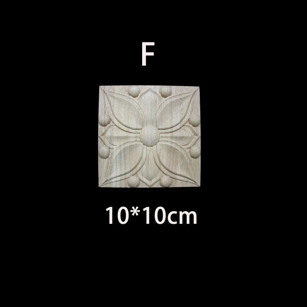 Unique Natural Floral Wood Carved Onlays and Appliques Wood Figurines for Decor Home Decoration Accessories wood furniture decal