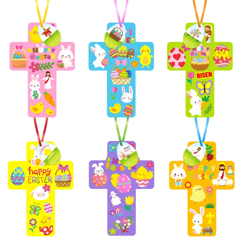 30 Set Easter Cross Craft Kit Religious DIY Paper Crafts Make Your Own Hanging Ornament Crafts For Sunday School Church