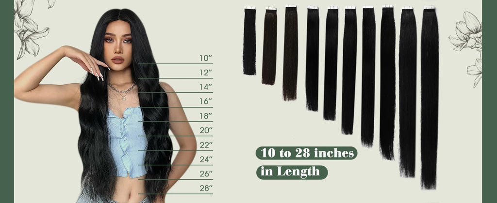 Ugeat Tape in Hair Extensions Human Hair Black Girl Tape in Human Hair Extensions Jet Black Seamless Invisible Hair Extensions