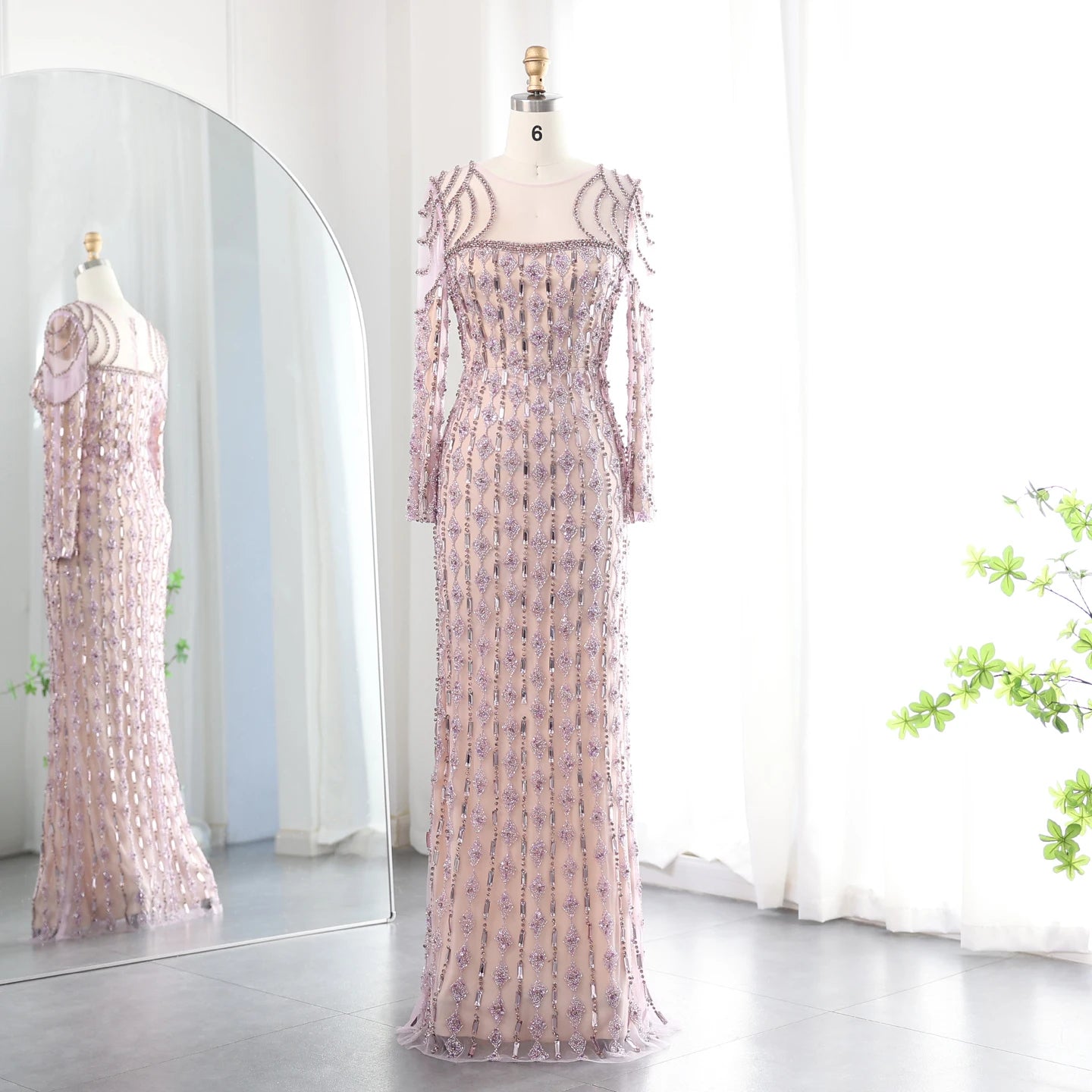 Sharon Said Luxury Sage Green Dubai Evening Dress Mermaid Muslim Long Sleeves Islamic Women Wedding Party Gowns SS398 Customized