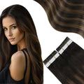 Moresoo Tape in Hair Extensions Black Hair Natural Straight Real Remy Hair Tape Adhesive 100% Human Hair Extensions Tape in