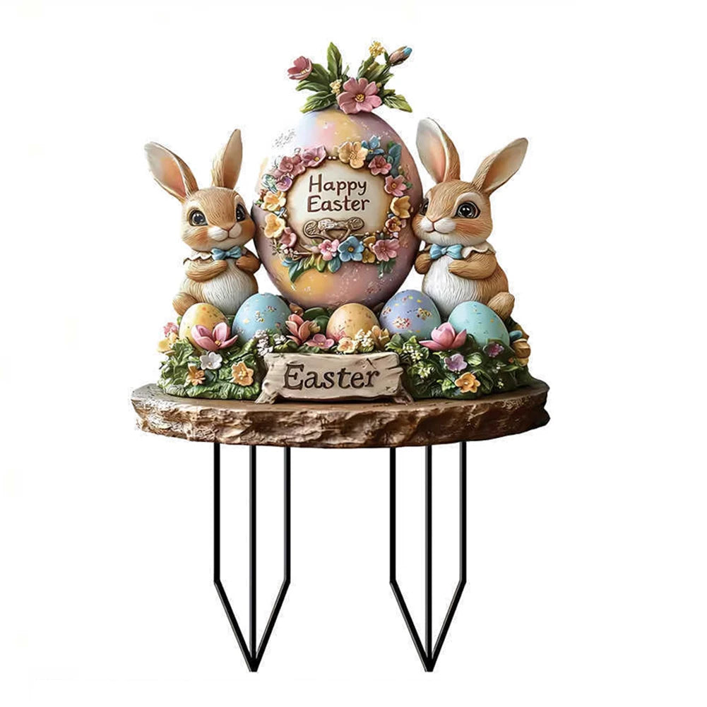 Easter Acrylic Garden Stake Decoration Multi-Function Yard Ornaments Waterproof Courtyard Statue for Outdoor Decoration