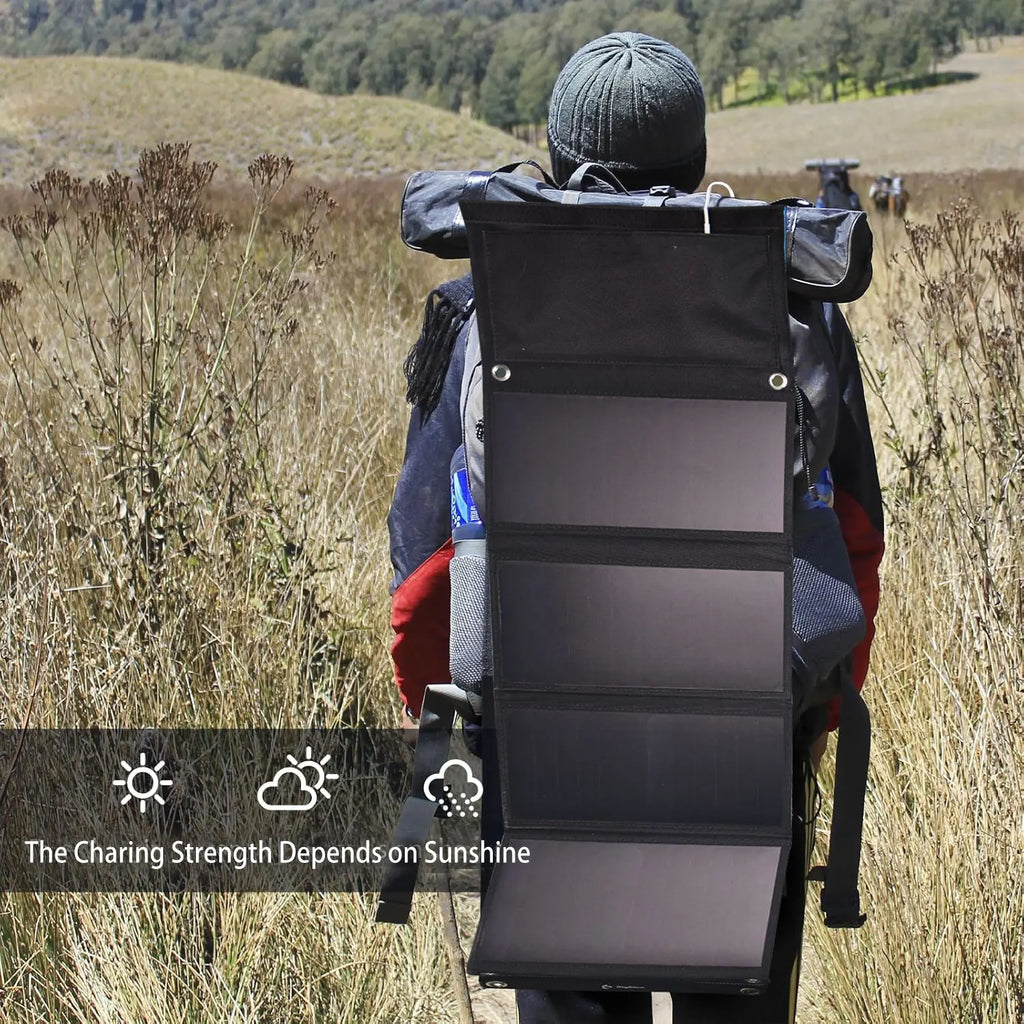 28W Portable Solar Panel 5VFolding Solar Panel 2 USB Ports Phone Charger with SunPower Solar Cell for mobilephone Camping Hiking