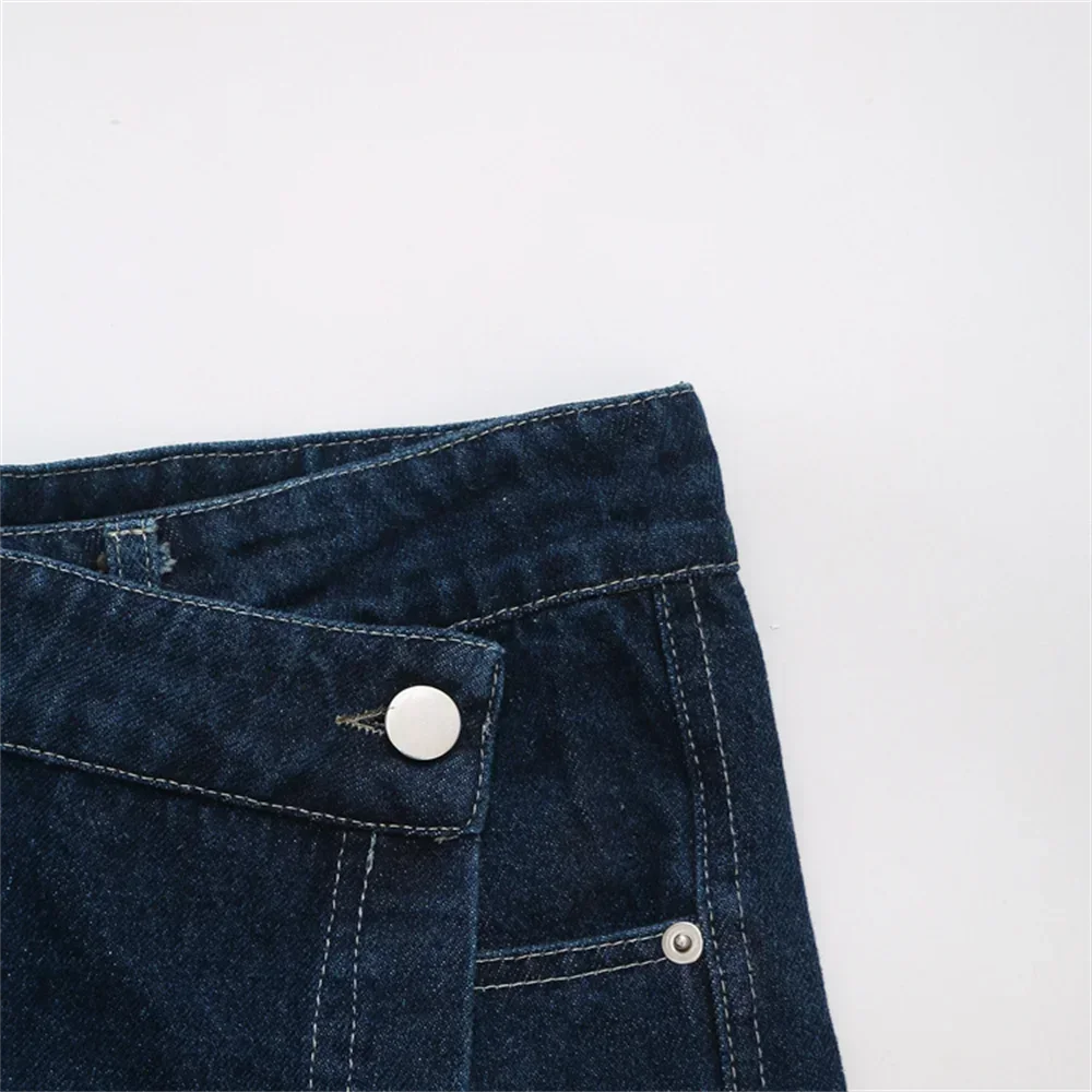 Summer New Women's Fashion Temperament Casual Versatile V-neck Short Denim Shirt Double Breasted Denim Skirt Suits Outfits