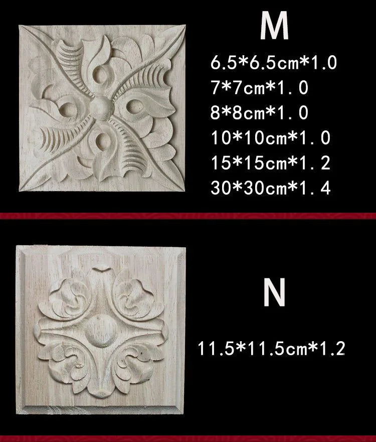 Unique Natural Floral Wood Carved Onlays and Appliques Wood Figurines for Decor Home Decoration Accessories wood furniture decal