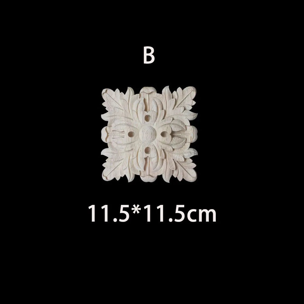 Unique Natural Floral Wood Carved Onlays and Appliques Wood Figurines for Decor Home Decoration Accessories wood furniture decal