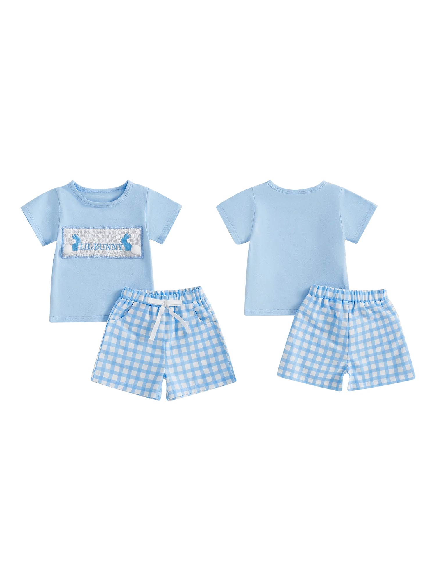 Adorable Baby Girl Easter Outfit Set with Short Sleeve Top and Plaid Shorts - Cute Toddler Spring Clothing Ensemble