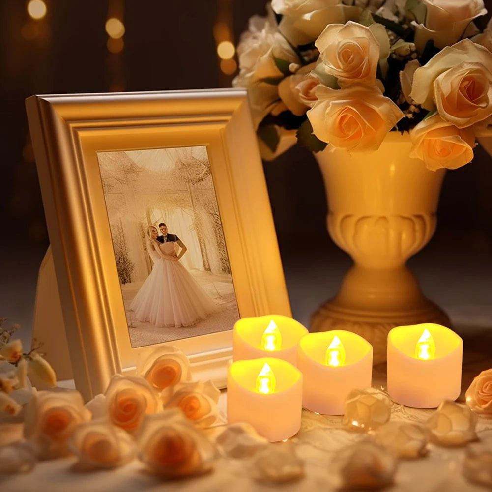 Flameless Tea Light Candles Battery Operated Votive LED Tealights with Paper Lampshade for Wedding Valentine Halloween Christmas