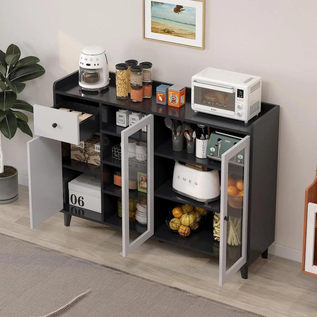 Kitchen Storage Cabinet Buffet Cabinet Coffee Corner Bar Cabinet with Door Functional Cabinet for Kitchen, Dining, Living Room(Z