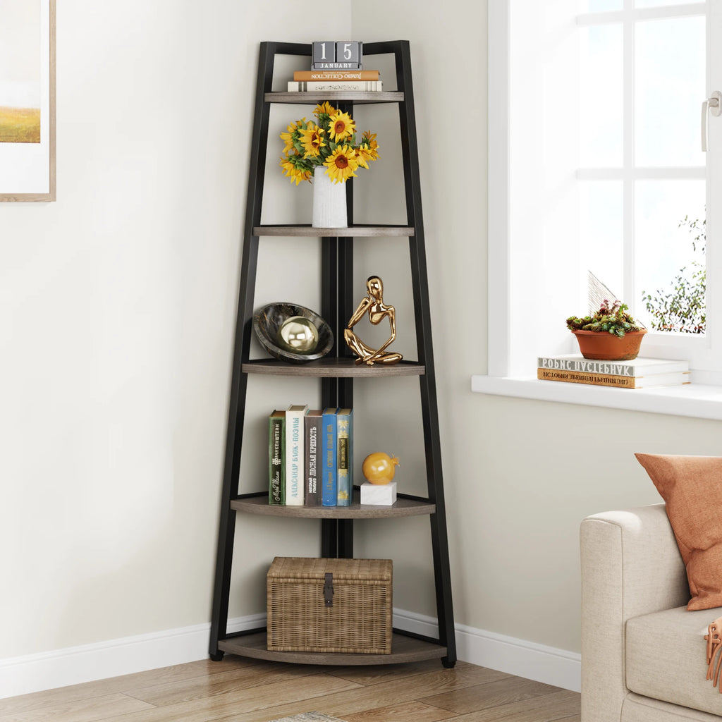 Tribesigns Bookcase Corner Book Shelf Rack Wood Bookshelf Storage Shelves
