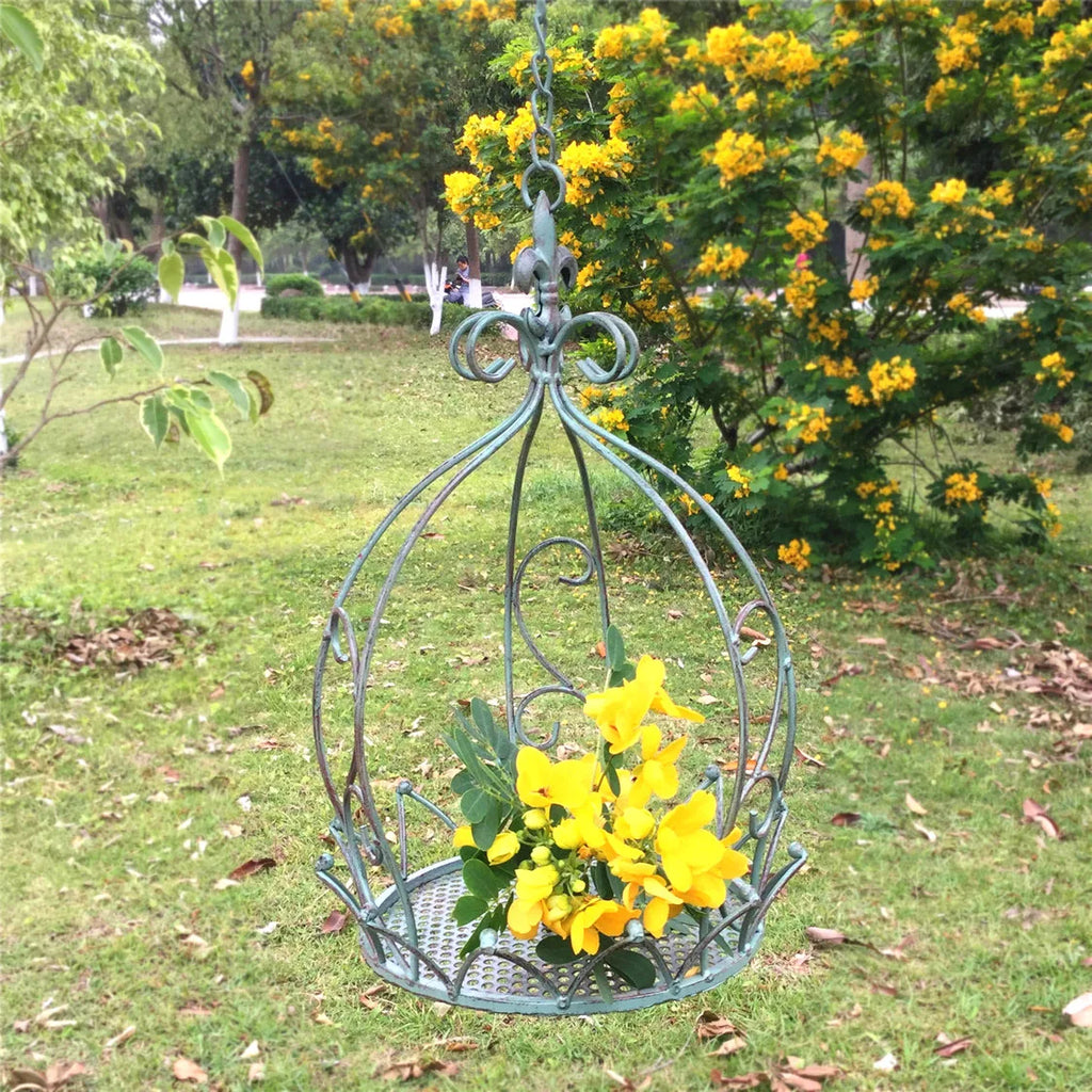 European style iron hanging basket indoor balcony hanging hanging basket outdoor garden courtyard succulent flower pot rack