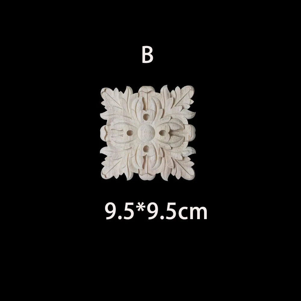 Unique Natural Floral Wood Carved Onlays and Appliques Wood Figurines for Decor Home Decoration Accessories wood furniture decal
