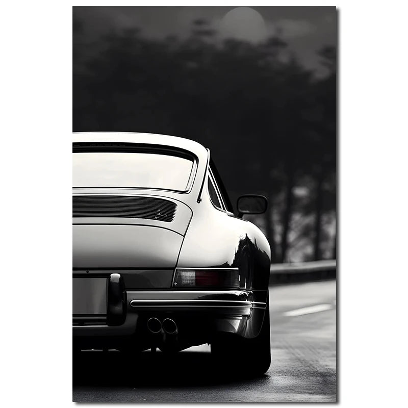 Retro Luxury Car Canvas Wall Painting Poster Vintage Black and White Car Decoration Mural Modern Home Room Decor Birthday Gift