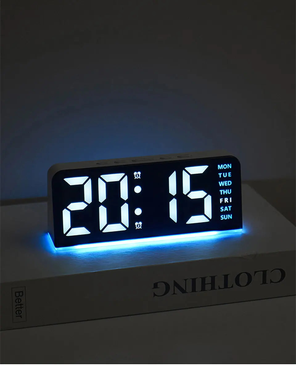 Digital LED Alarm Clock Desktop Table Clock Night Light with Time Temperature Display Backlight Snooze Clock Modern Decor