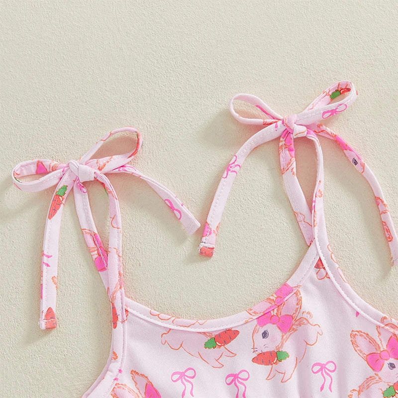 Toddler Girls Spring Floral Print Sleeveless Romper with Matching Headband Set for Easter Celebration and Playdates