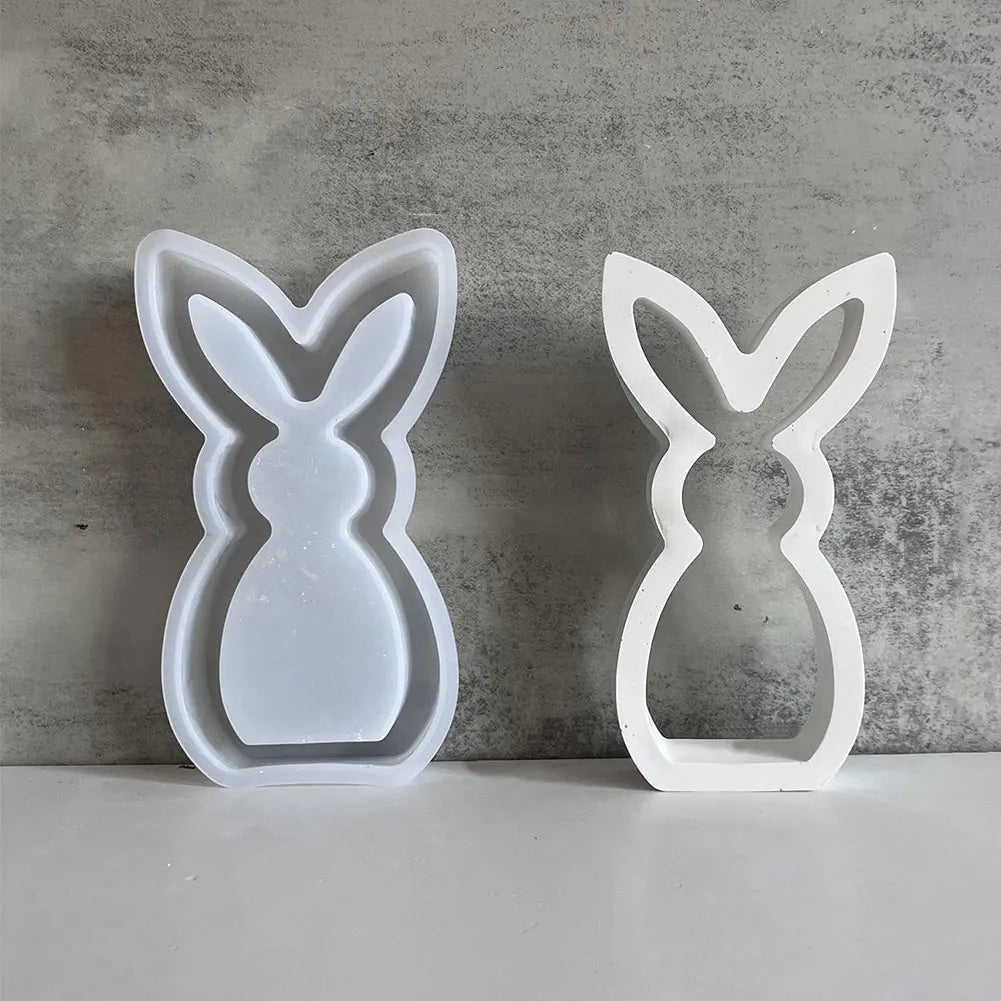 Easter Bunny Concrete Molds Cute Rabbit Gypsum Molds Plaster Mold for Easter Table Decor