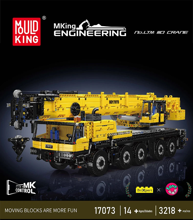 Mould King 17073 17074 Technical Car Toys The RC LTM 1110 Crane Building Block Engineering Truck Brick Set Kids Christmas Gift
