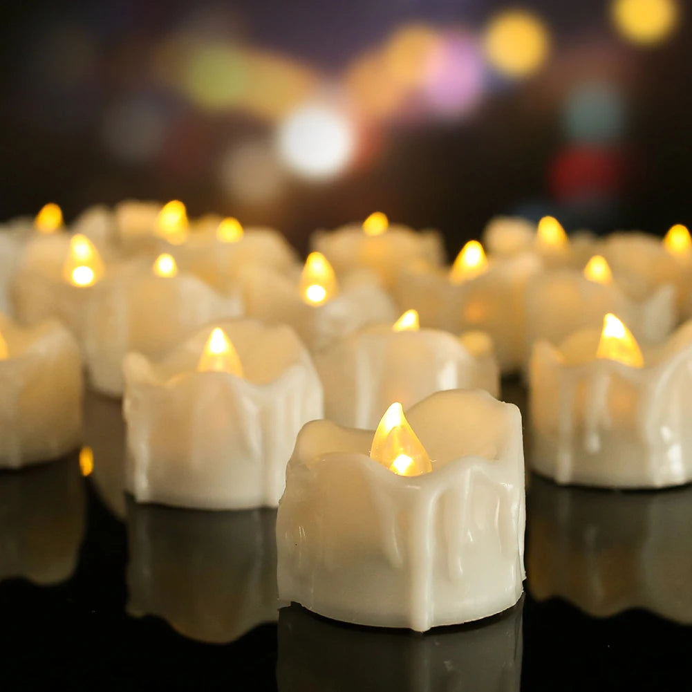 Flameless Tea Light Candles Battery Operated Votive LED Tealights with Paper Lampshade for Wedding Valentine Halloween Christmas