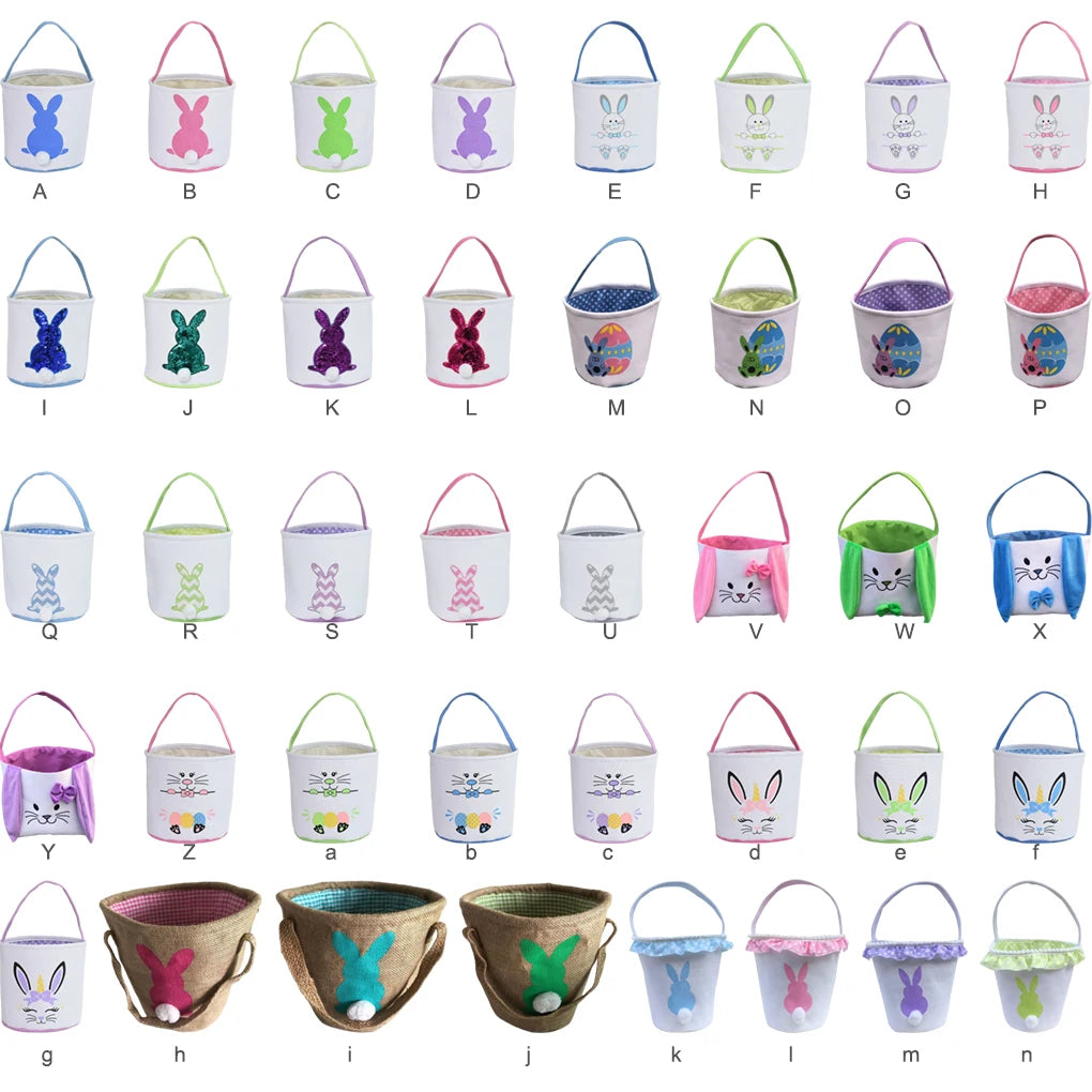 Bunny Bag Easter Basket Cute Appearance Holiday Buckets Kids Supplies Decorations Tail Handle Bags Blue Unicore