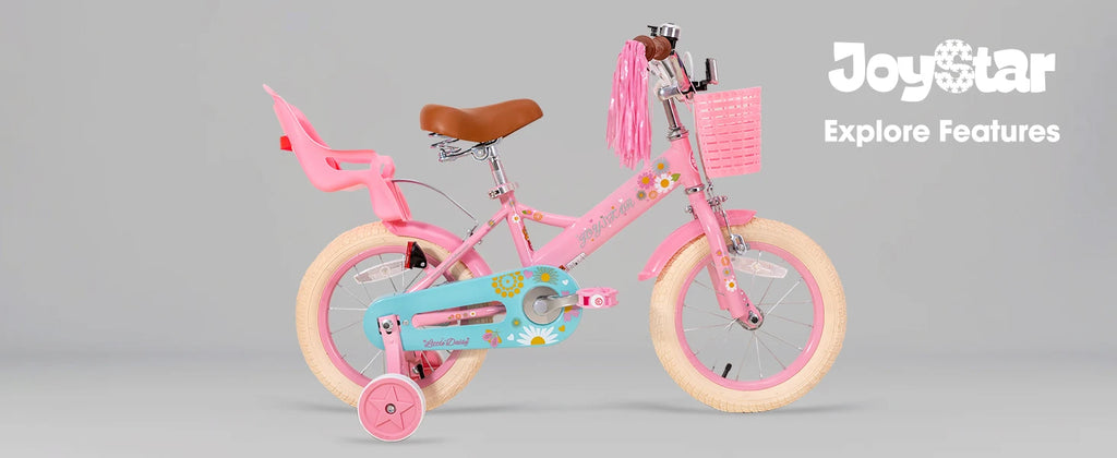 JOYSTAR Kids Bike for Ages 2-7 Years kids, 12 14 16 Inch Girls Bikes with Doll Seat & Streamers, Boys Bike with Flag & Plate