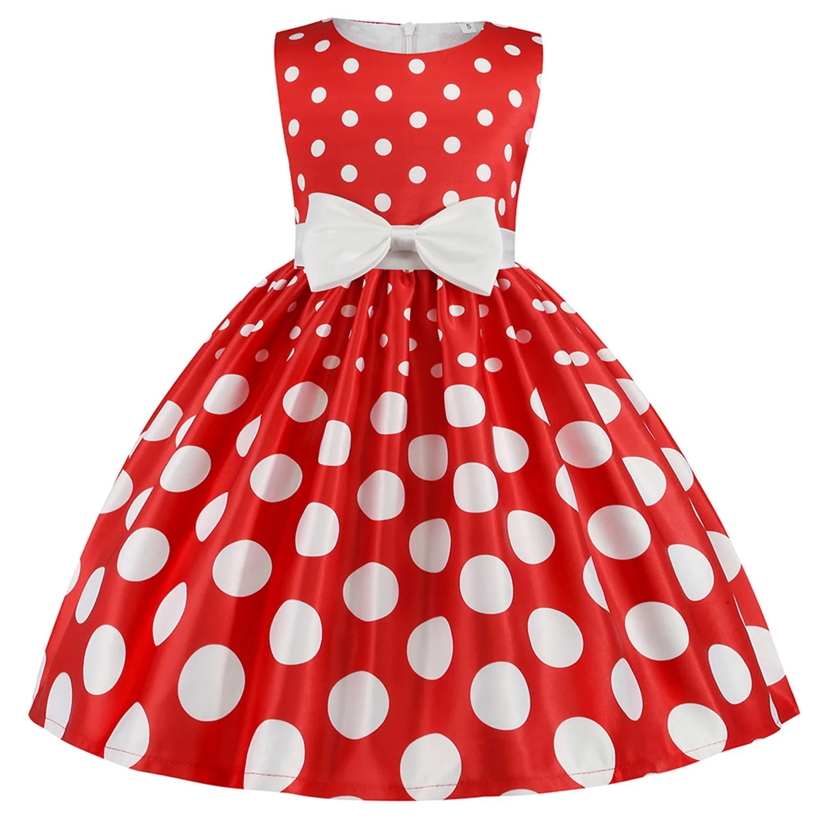 Kids Girls Vintage Dress Easter Polka Dots Print Dress Daily Birthday Dress Short Sleeve 1950s Princess Dress