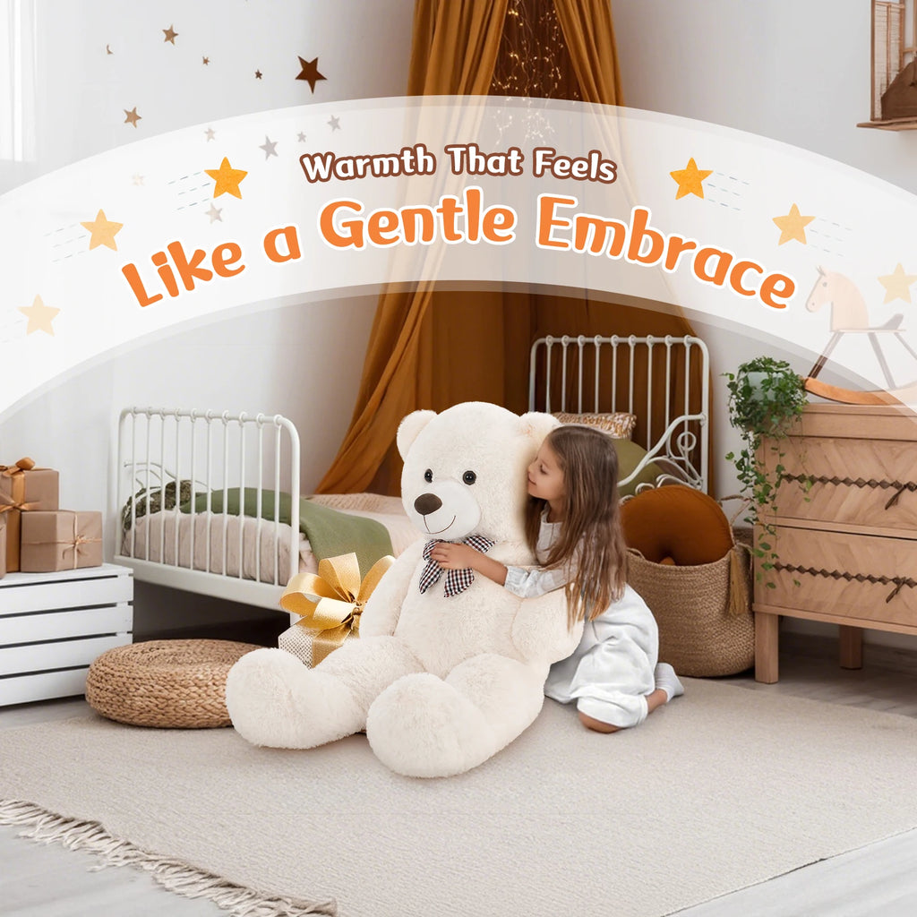 MorisMos Large White Teddy Bear, 39 Inch Big Teddy Bear Plush, Soft Giant Bears for Girls Girlfriend, Birthday, Baby Shower