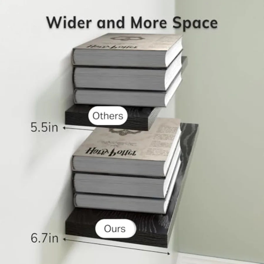 Floating Wall Shelves Rustic Wood for Bathroom Bedroom Living Room Kitchen Hanging Shelf for Books Storage Room Decor 22lbs Cap