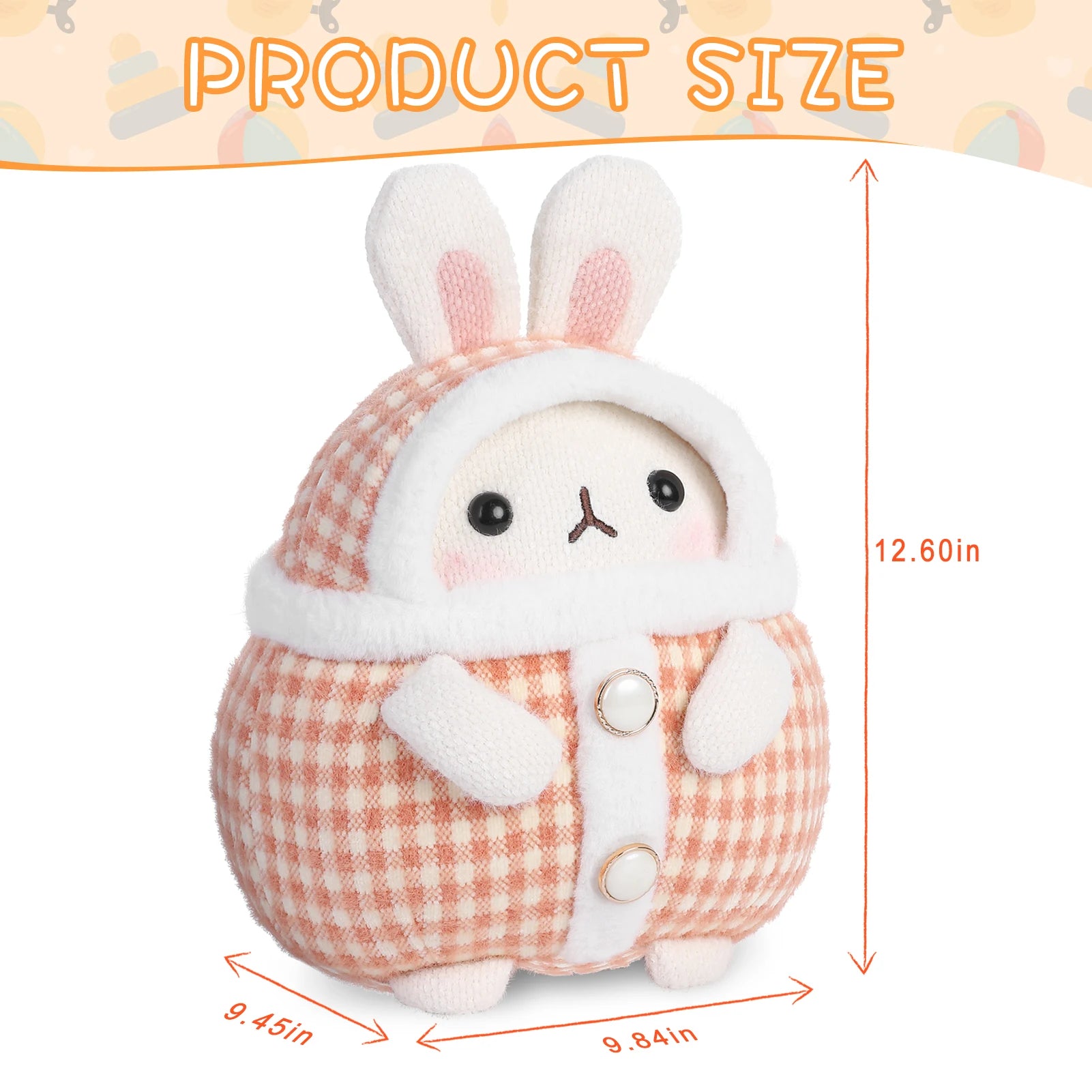 Stuffed Animals Bunny Toys for Kids 12.6 Inch Bunny Plush Knitted Toys with Cute Costume Christmas Birthday Easter Presents