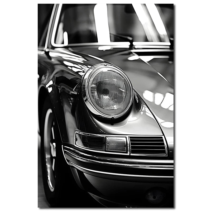 Retro Luxury Car Canvas Wall Painting Poster Vintage Black and White Car Decoration Mural Modern Home Room Decor Birthday Gift