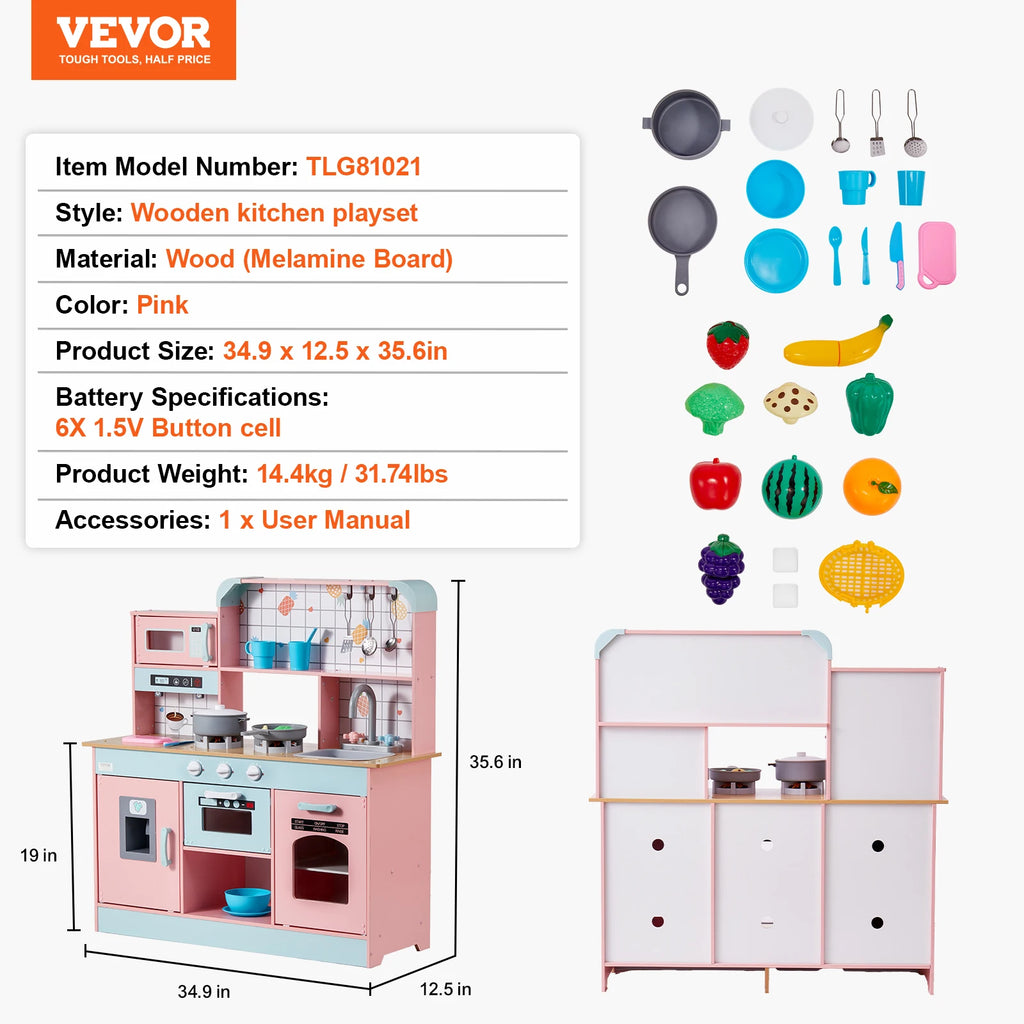 SucceBuy Pretend Play Cooking Toy for Kids Chef Playset Kitchen Accessories with Lights & Sounds for Toddles Girls Boys