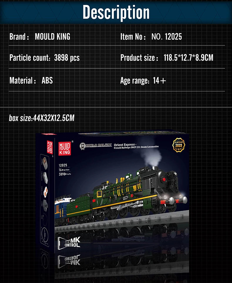 Mould King 12025 Technical Train Toys The Motorized French Railways SNCF 231 Steam Locomotive Building Block Kids Christmas Gift