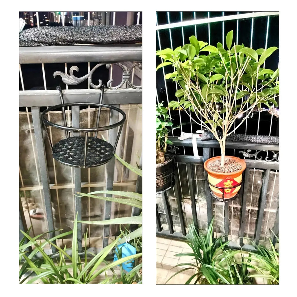1PCS Iron Wall Mounted Flower Pot Holder for Balcony Round Outdoor Hanging Plant Bracket Heavy Duty Rustproof Garden Decor