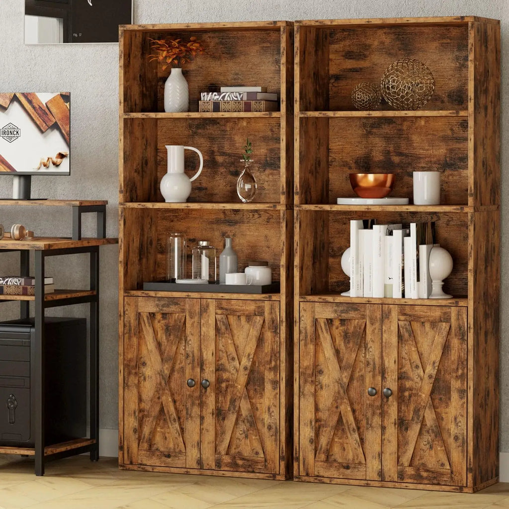 IRONCK Industrial Bookshelves and Bookcases with Doors 11.8 in Depth Floor Standing 5 Shelf Display Storage Bookcase Shelves
