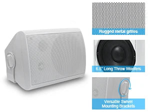 Herdio 2PCS 6.5'' 400W Outdoor Passive Speakers Wired Waterproof With Powerful Bass Wall Mount Speakers For Indoor Patio Covered