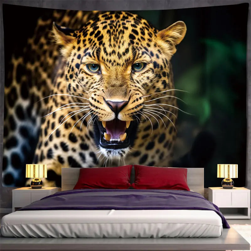 Animal Leopard Waterfall Tapestry Wall Art Floral  Wall Hanging Home House  Bedroom Decor For 2023 Tapiz Y2k Arazzi