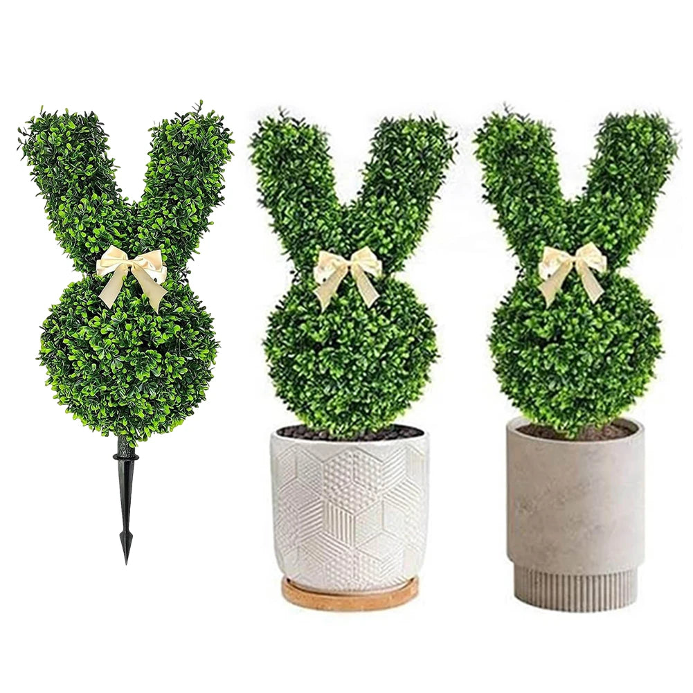 Easter Artificial Bunny Topiary Tree Sunburn Resist Rabbit Topiary Tree Pot for Outdoor Indoor Yard Lawn Festival Decoration