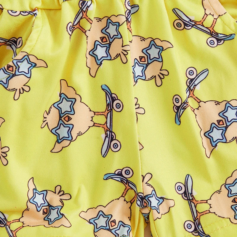 Baby Easter Outfit Bunny Print Short Sleeve Shirt and Shorts Set with Elastic Waistband for Comfort