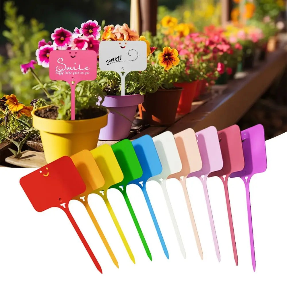 100Pcs T-type Sign Tags Garden Plant Labels Colorful Garden Decoration Name Tag Plastic Waterproof Plastic Marker Tags