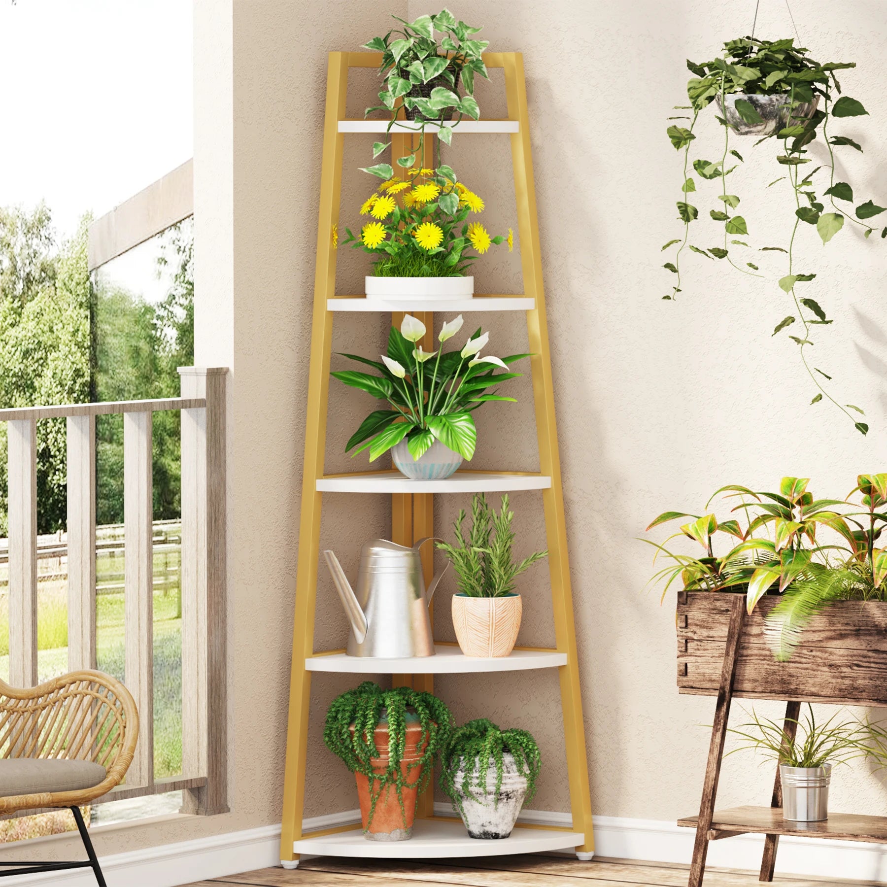 Tribesigns Bookcase Corner Book Shelf Rack Wood Bookshelf Storage Shelves