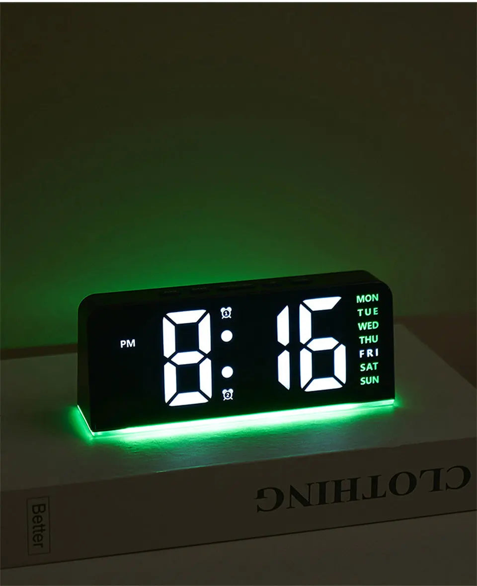 Digital LED Alarm Clock Desktop Table Clock Night Light with Time Temperature Display Backlight Snooze Clock Modern Decor